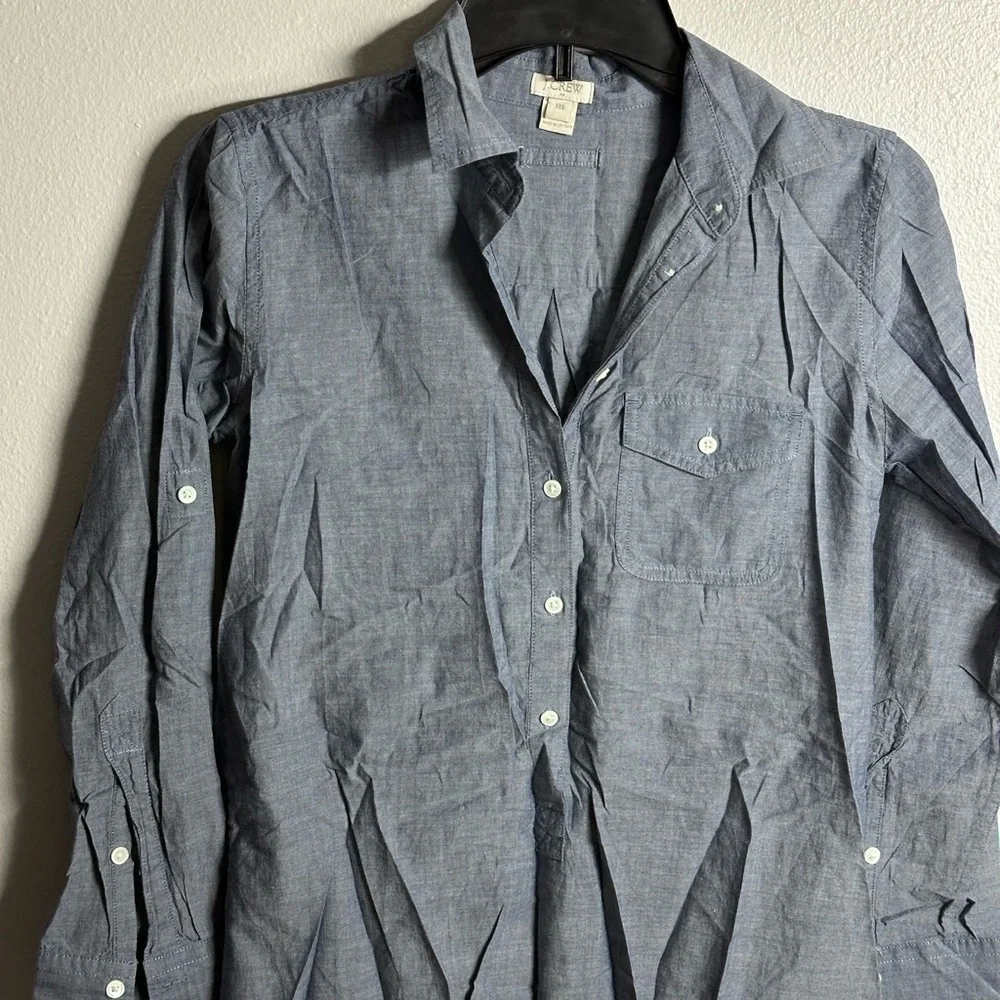 J.Crew Women Chambray Denim Blouse‎ Tunic Size XXS